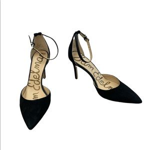 Sam Edelman black velvet pointed toe heel